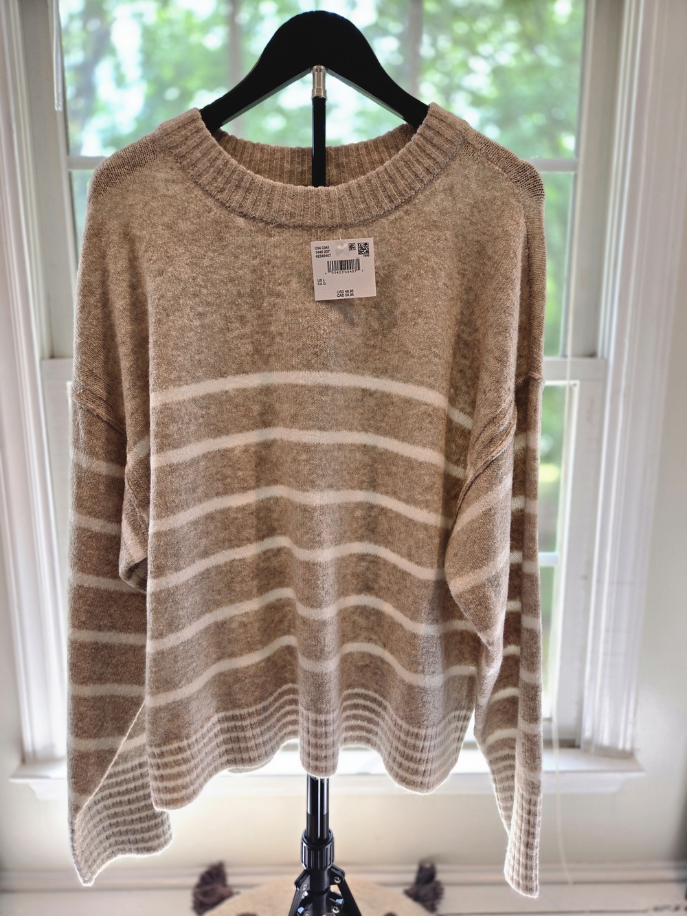 AE Whoa So Soft Striped Crew Neck Sweater Ladies L
